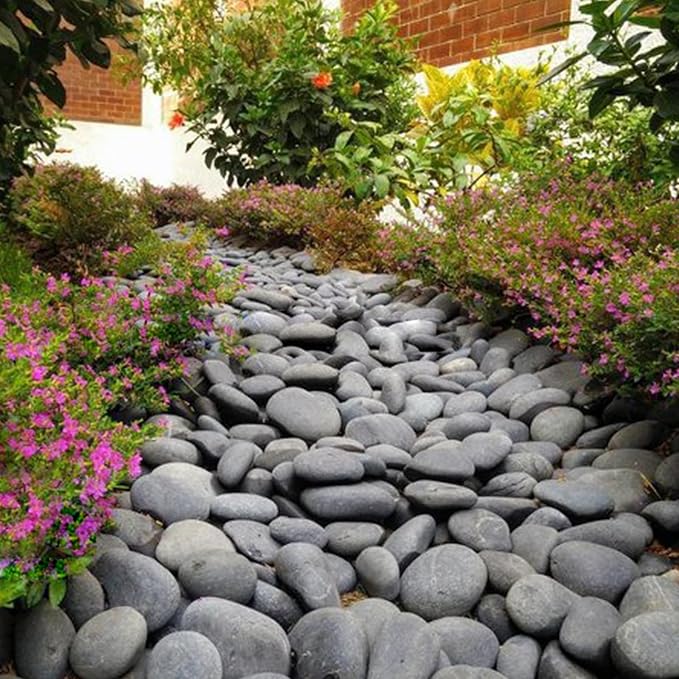 FANTIAN 40 lbs Black River Rocks for Landscaping, 3-4 Inch Beach Pebbles | Large Natural Decorative Black Stones for Planters, Garden, Fish Tank, Walkways, Outdoor, Fountain, Crafting