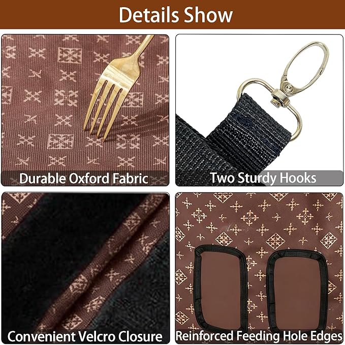 Rabbit Hanging Hay Feeder Bag Large Capacity Small Animal Hay Dispenser 600D Oxford Cloth Rabbit Hay Storage Bag for Bunnies Guinea Pigs Chinchillas (Brown)
