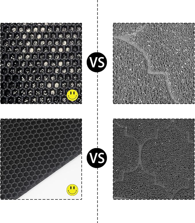 Cat Litter Box Mat Double Layer Trapping Mat Easy-Clean Waterproof Urine Proof(Black 30x22in)