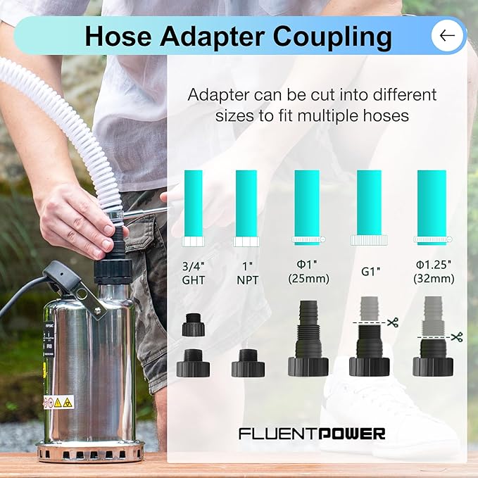 FLUENTPOWER 3/4HP Submersible Sump Pump, 3300GPH Stainless Steel Utility Water Pump, Manual Control with 26-Foot Cord for Pool Tub Garden Pond Basement Flood Cellar Draining