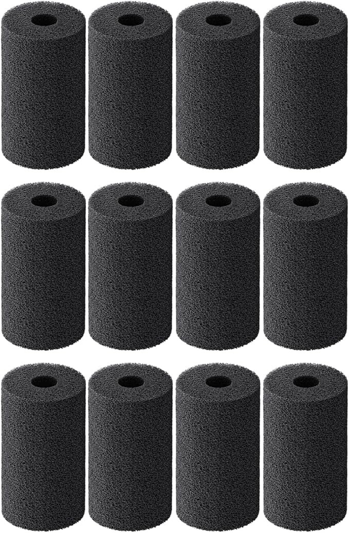 Pawfly 12 Pack Pre-Filter Sponge, Aquarium Filter Sponge 0.4" Intake Sponge Foam Roll for Small Fish Shrimp Fry Fish Tank Covers Accessories