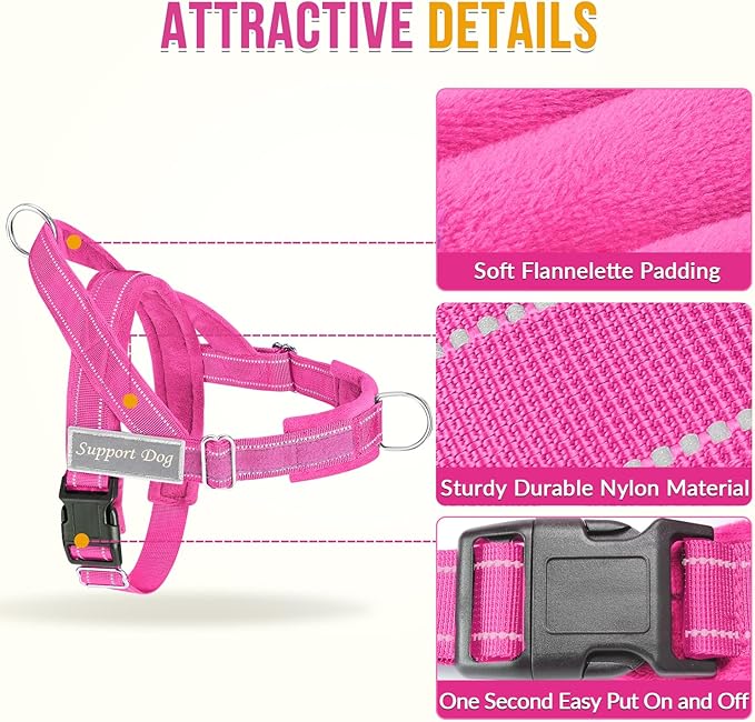 Lukovee No Pull Dog Harness & Leash Set - Heavy Duty Dog Vest Harness with Soft Padded for Medium Large Dogs, Adjustable Reflective Tactical Pet Harness for Easy Walk and Training (XL, FU)