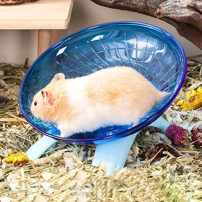 7 "Blue Small Animal Flying Saucer Running Wheel, Does not Produce Noise, for Hamsters, Hedgehogs, Guinea Pigs, and Other Small Animals to Ensure The Safety of Sports