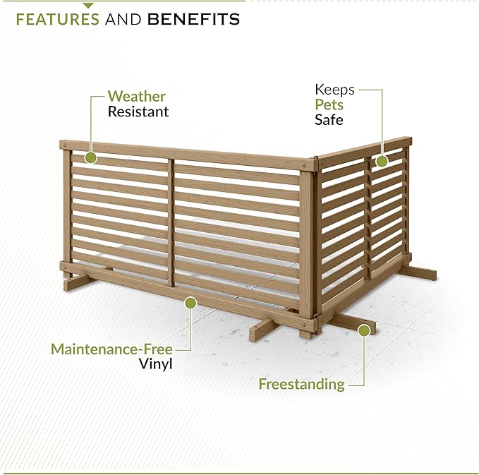 Zippity Outdoor Products ZP19072 1.9 H x 3.6 ft W WoodTek Vinyl Cedar Color Slatted Puppy Kit (2 Panels) Portable Fence