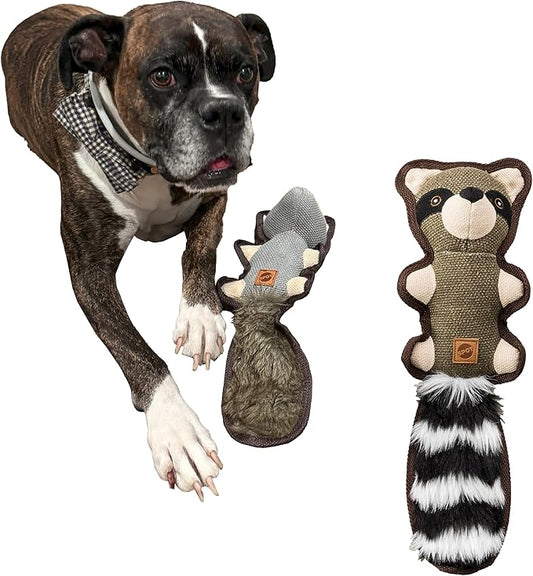 SPOT Dura-Fused Hemp Friends - Dog Toy Made with Hemp Material, Fused with Tricot for Durablity, with Furry Plush Tail and Squeaker, Great for Light to Moderate Chewers - 18" Assorted Styles, 1 Piece