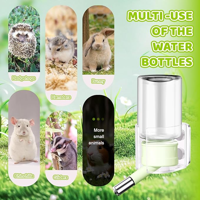 Hamster Water Bottle with Magnetic Stents,Guinea Pig Water Bottle No Drip,Small Animals Water Bottle Dispenser for Glass Tank,for Hamster Guinea Pig Bunnies Ferrets Hedgehog Other Small Pets,4oz