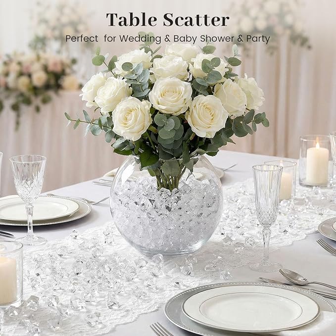 DomeStar Clear Fake Ice Rocks, 1000 PCS Acrylic Crystal for Vase Fillers | Fake Diamonds for Table Centerpieces Wedding Party, Fish Tanks Decor Table Scatter DIY Craft Supplies Food Display