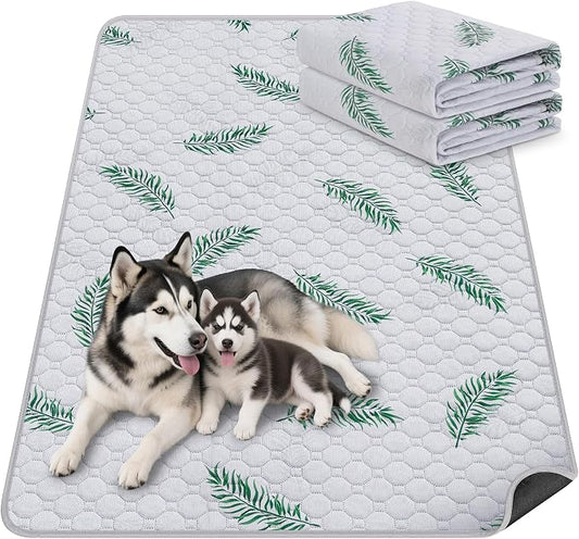 WanpeeGoo Washable Pee Pads for Dogs, 2Pack Reusable Puppy Pads, Super Absorbent & Leakproof Dog Pads, Anti-Slip Dog Pee Pads for Puppy Training & Incontinence, Leaf Pattern 24"x48"