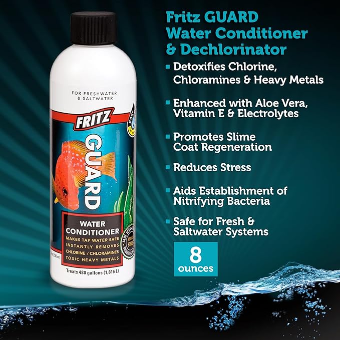 Fritz Aquatics FritzGuard Water Conditioner/Dechlorinator Makes Tap Water Safe for Fresh & Salt Water Aquariums (8-Ounce)