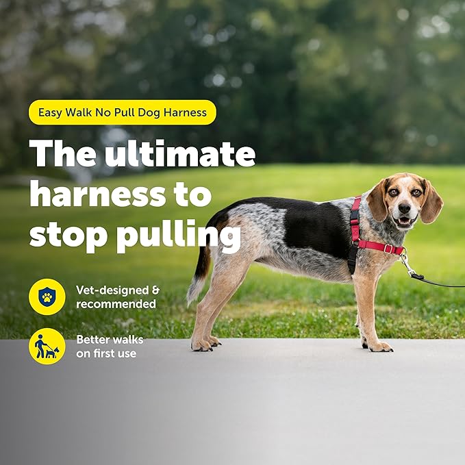 PetSafe Easy Walk No-Pull Dog Harness - The Ultimate Harness to Help Stop Pulling - Take Control & Teach Better Leash Manners - Helps Prevent Pets Pulling on Walks, Small/Medium, Red/Black