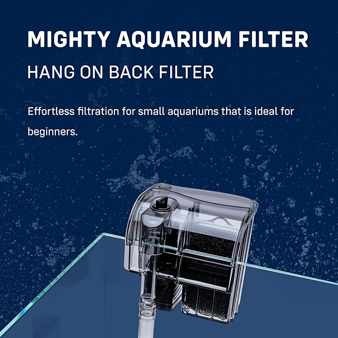 Mighty Aquarium Hang On Back Filter - Aquarium HOB Filter - Adjustable Fish Tank Filter - Aquarium Filters - Nano Aquarium Filter - Fish Aquarium Filter - Hang On Back Aquarium Filter (10-16 Gallons)