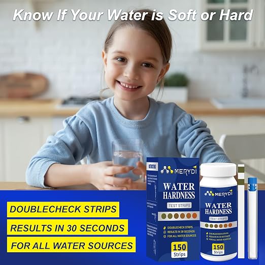 Water Hardness Test Kit,150 Strips-Double Color Pads with Sample Tube | Hard Water Test Kit for Home,Drinking Water Tap Water Well Pool Spa Water Softener Quick Accurate Water Quality Testing Kit