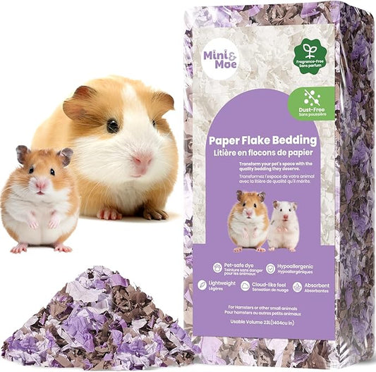 mini&moe Guinea Pigs Bedding Hamster Bedding: Moisture Absorbent and Dust-Free Natural Paper Small Pet Bedding - for Guinea Pigs, Hamsters, and Rabbits, 17 Liters