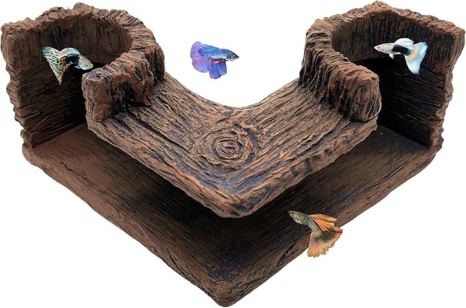 M2cbridge Aquarium Cave Betta Tunnel Driftwood Corners Shrimp House Hideout for Cichlid Breeding(Tree Trunk)
