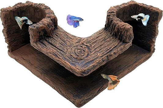 M2cbridge Aquarium Cave Betta Tunnel Driftwood Corners Shrimp House Hideout for Cichlid Breeding(Tree Trunk)