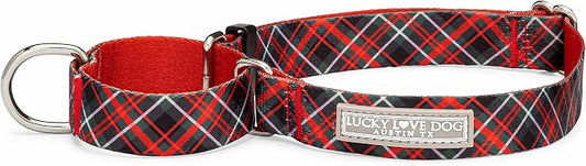Lucky Love Dog Martingale Dog Collar - Adjustable, No-Slip, Durable, & Soft Webbing Collar for Male and Female Dogs Ideal for Training & Walking - Heywood, Small