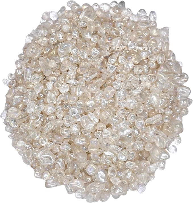 Amazing Gemstone Angel Aura Quartz Crystal Chips Aquarium Gravel Rocks - Bulk Fish Tank Gravel, Small Tumbled Stone Chips, Tiny Crystals for Decoration (Natural AAA Grade Gemstones), 1 Pound