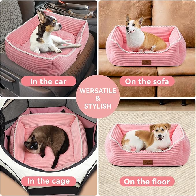 Zerbuger Orthopedic Dog Bed for Large Dogs,Dog Sofa Beds Supportive Foam Pet Couch Bed with Removable Washable Mat and Nonskid Bottom (Large, Pink)
