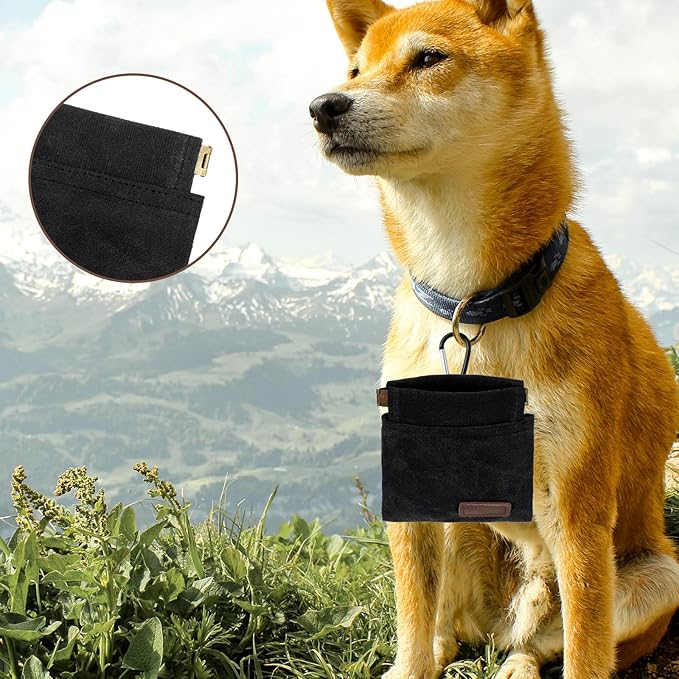 Xthrotsenk 2 PCS Treat Pouch Treating Pouches for Pet Training Small Dog Treat Pouch 4.9 X 4.7 Inch Dogs Treats Bag for Walking, Outdoor Use, Daily Use (Black, Gray)