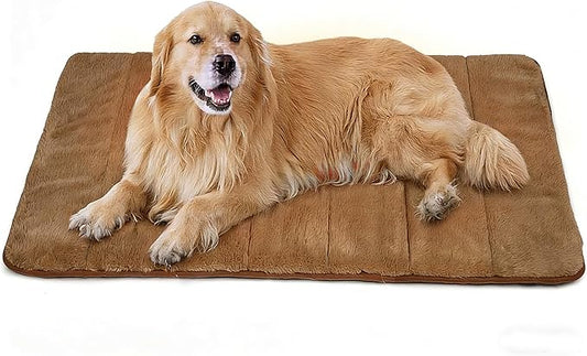 Dog Crate Pad for X Large Dog - 41x27 Memory Foam Dog Bed, Washable & Anti-Slip Dog Bed Mat, Ultra Soft Kennel Pad for Dogs Cozy Sleeping Mat, Khaki