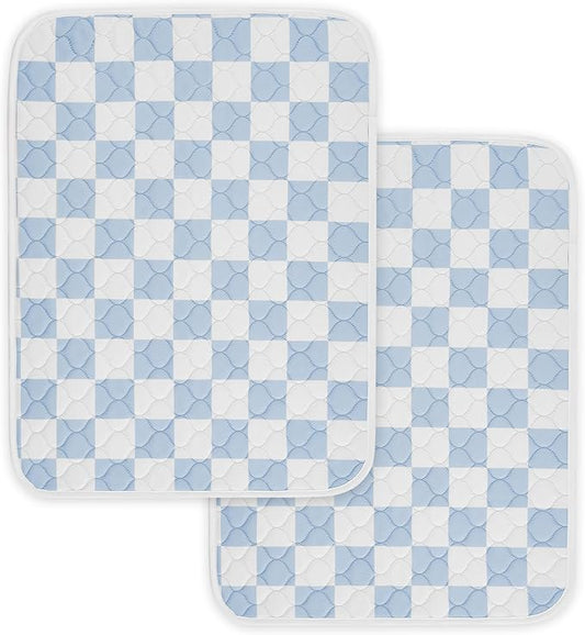 2 Pack Blue Checkered Washable Pee Pads for Dogs, Checkered Reusable Dog Pee Pads, for Puppy Playpen, Crate, Whelping Box, Potty Training, Cute Aesthetic Absorbency, Leak-Proof Non-Slip