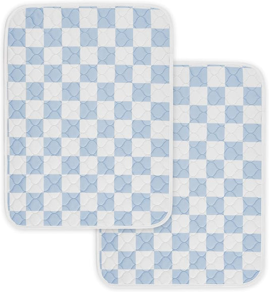2 Pack Blue Checkered Washable Pee Pads for Dogs, Checkered Reusable Dog Pee Pads, for Puppy Playpen, Crate, Whelping Box, Potty Training, Cute Aesthetic Absorbency, Leak-Proof Non-Slip
