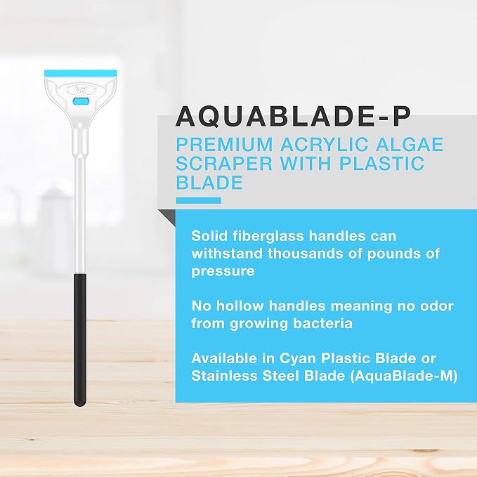 AquaBlade P - Acrylic Safe Aquarium Scraper w/ Plastic Blade, Long