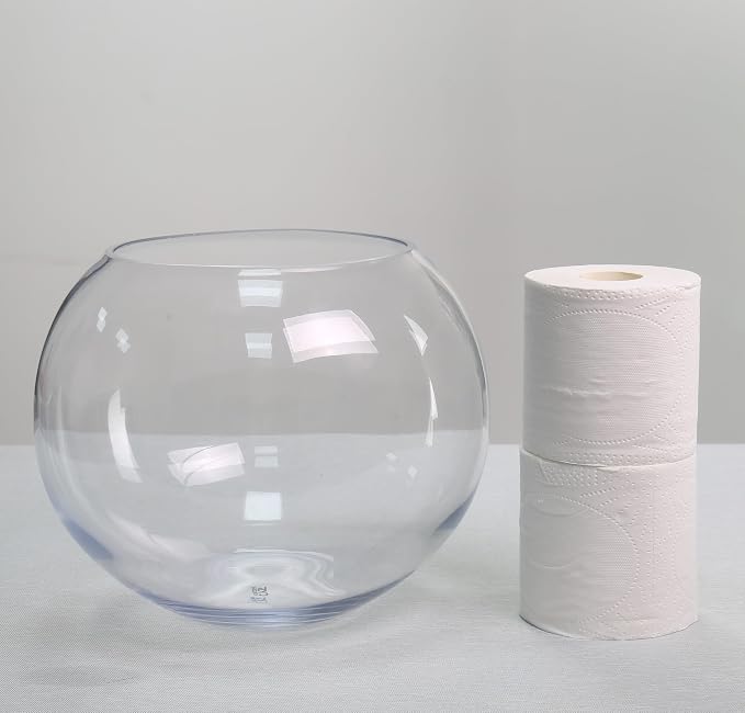 CYS EXCEL Large Glass Bubble Bowl (H-9.5" W-11, Approx. 2.8 Gal.) Fish Bowl Round Terrarium Vase Globe Flower Centerpiece for Weddings Events Arrangements