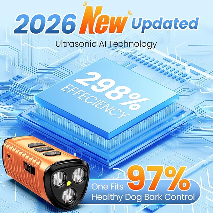 Cbersmg Dog Bark Deterrent Device 3X Anti Barking Device for Dogs, 5 Modes Stop Neighbors Dog Barks No More Safe for All Dogs 50FT Bark Control Indoor Outdoor with Flashlight,Dog Training Device