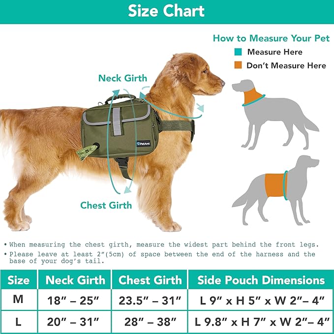 PetAmi Dog Backpack for Medium & Large Dogs, Saddle Bag for Dogs to Wear for Hiking, Pet Backpack Harness Dog Pack with Reflective Side Pockets for Walking Running