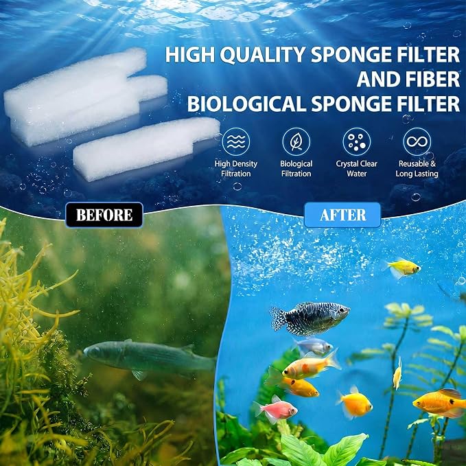 Threlaco 15 Pcs Aquarium Sponge Foam Filter Pads Compatible with Seachem Tidal Replacement Polishing Pad Fish Tank Filter Floss, Media for Crystal Clear Water(Compatible with Seachem Tidal 110,White)