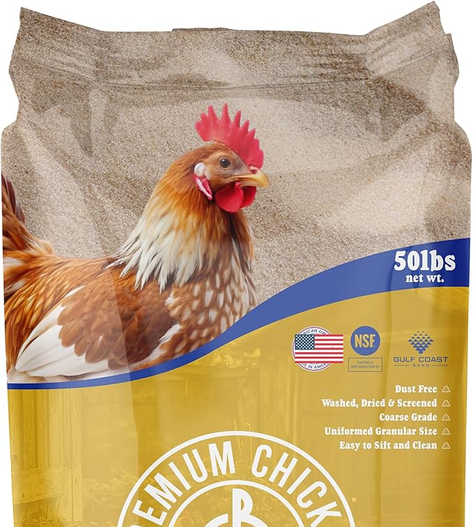 Premium Chicken Sand 50 lbs (2-Pack) – Dust-Free, Odor-Control Bedding for Chicken Coops, Nesting Boxes, and Runs – Natural Poultry Litter, 100 lbs Total