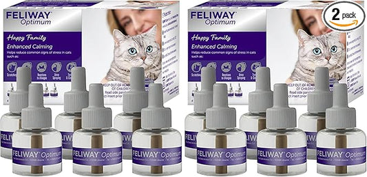 FELIWAY Optimum 30 Day Cat Calming Refills for Pheromone Diffuser,48ml Value Pack - Helps Reduce Common Signs of Stress in Cats & Kittens,Enhanced Calming,(Pack of 12)