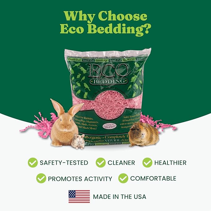 ECO BEDDING FiberCore, 99% Dust Free Paper Bedding for Small Pets and Birds, 10 lb. (Expands to 250 L), Pink Bulk Box