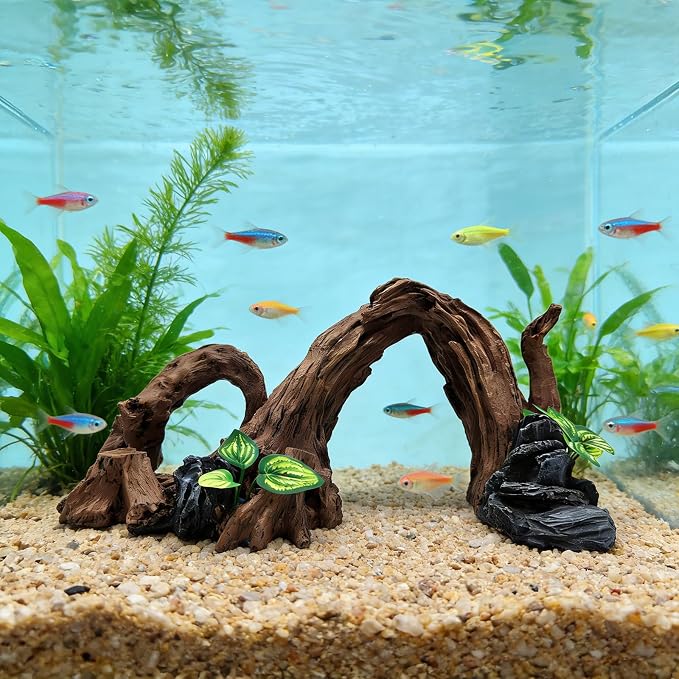 Large Fish Tank, Sunken Wood Decoration, Aquarium Accessories, Artificial Driftwood Landscape Center Ornaments, Suitable for Decorating Fighting Fish, Shrimp, Goldfish, and Reptiles