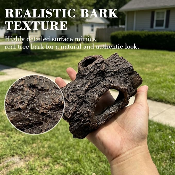 Small Resin Aquarium Hideout Log Decoration Cave, Tree Trunk Fish Tank Decor Ornament