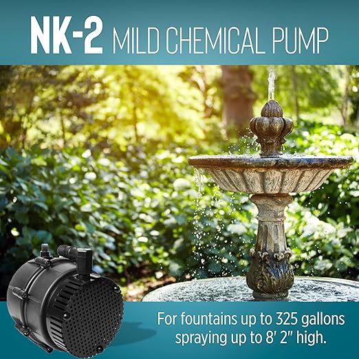 Little Giant NK-2 "NO-KORODE" Series, 115 Volt, 1/40 HP, 325 GPH Mild Acid, Alkalis and Hard Water Manual Submersible Pump with 18-Ft. Cord, Black, 527176