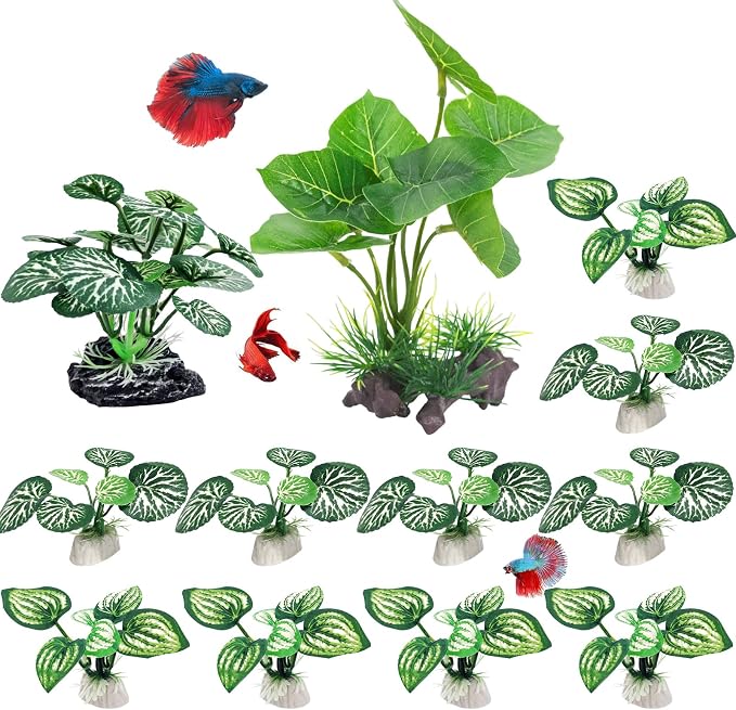 Betta Fish Tank Decor 12 Pack Silk Aquarium Plants for Aquarium Decoration and Pet Hiding