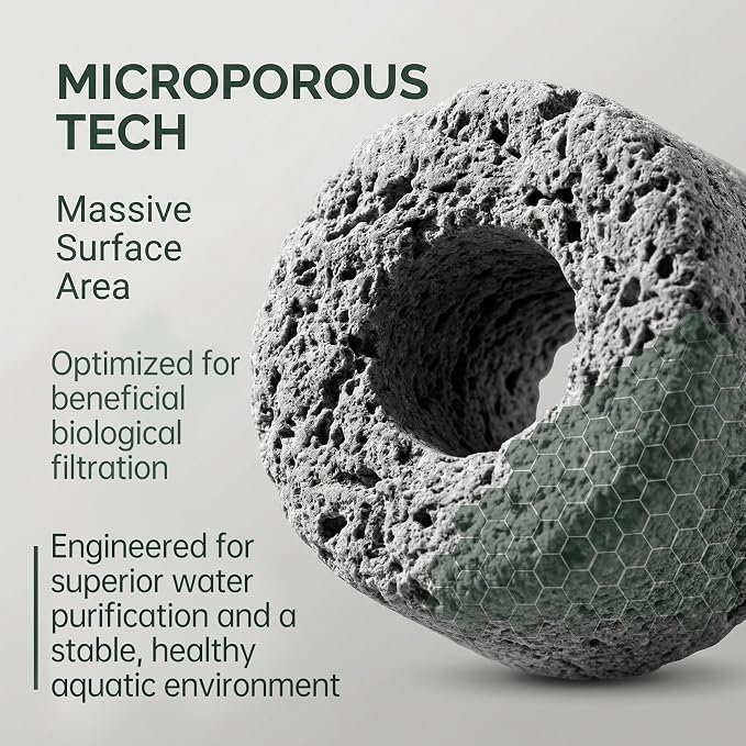 Sukh 15oz Ceramic Rings for Aquarium Filter - Black Bio Media with Bags | Porous Ceramic Rings for 20-55 Gallon Fish Tank, Canister & Pond Systems, Freshwater Saltwater Setup, Replacement & Flow