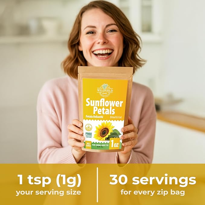 1 oz. Sunflower Petals Herbal Tea (Petala Helianthi) – 28g Dried Sunflower Petals Tea Té de Pétalos de Girasol