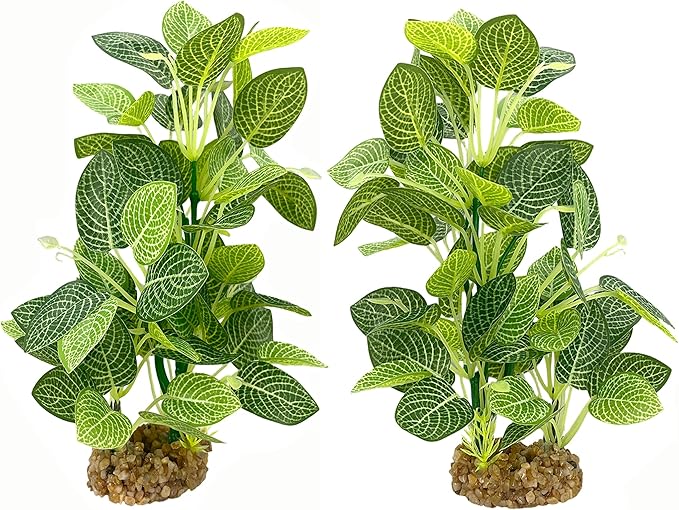 Silk Aquarium Plants (2-Pack) 9.8 Inch Artificial Plastic Fish Fish Habitat Decor, Small to Moderate Size Aquarium Decorations, Safe Green Plants for Freshwater Tanks