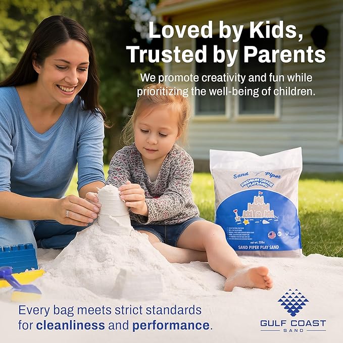 Sandpiper Multiuse Play Sand for Kids - 25 Lbs Indoor Outdoor Silica Sand for Sandbox, Craft Table, Sensory Bin Filler, & Building Beach Castles