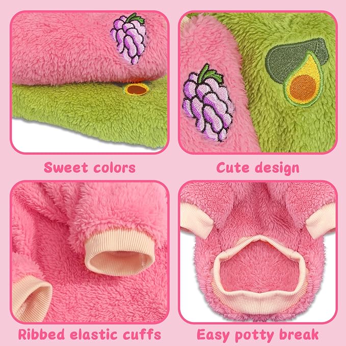2 Pieces Small Dog Sweater Winter Warm Doggie Sweaters for Small Dogs Like Chihuahua Yorkie Girl Puppy Coat Thick Fleece Pet Clothes Clothing (Large)