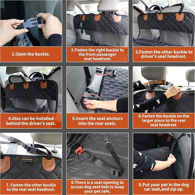 Paw Jamboree Large Dog Car Seat Cover for Back Seat Half Dog Hammock for Car for Large Dogs