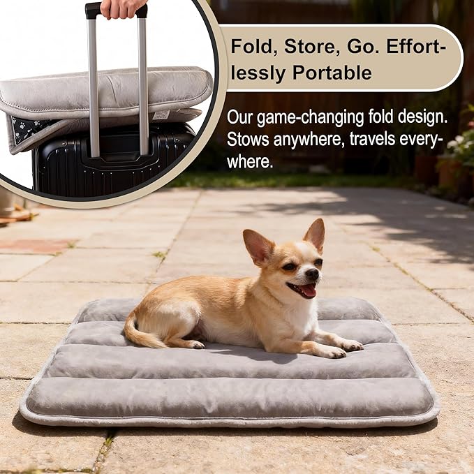 pobopobo Dog Crate Pad, Ultra Soft & Anti-Slip Kennel Mat, Secure Fit for Metal Crates & Dog Cages, Washable Cozy Bed for Small Medium Large Dogs Light Brown, S(23"*14"*1.5")