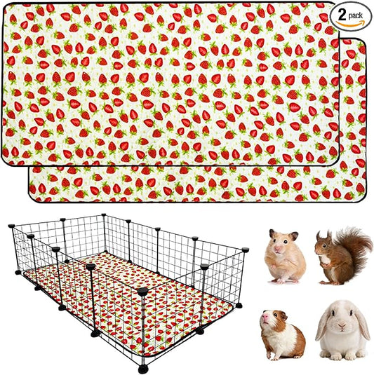 2 Pack Guinea Pig Cage Liners, Waterproof Reusable Guinea Pig Cage Liners,Waterproof Super Absorbent Pee Pads for Small Animals,28x56 inch 2pack