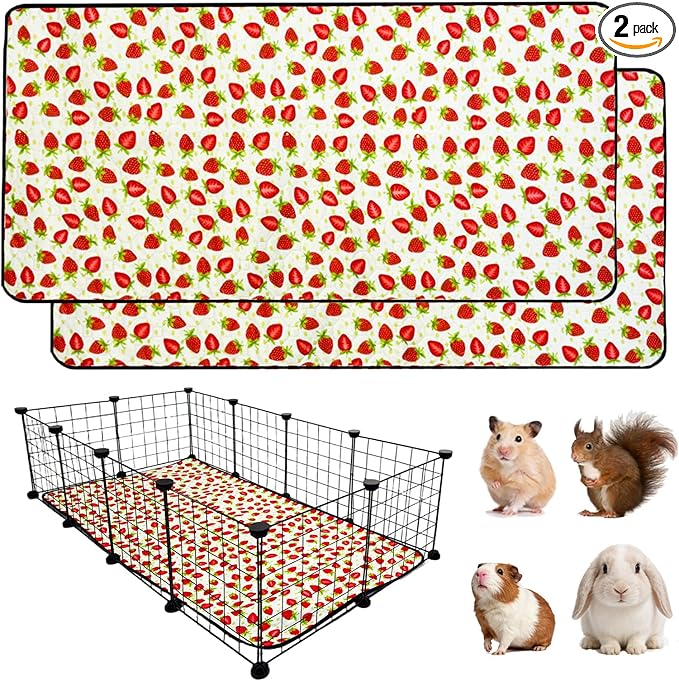 2 Pack Guinea Pig Cage Liners, Waterproof Reusable Guinea Pig Cage Liners,Waterproof Super Absorbent Pee Pads for Small Animals,24x48 inch 2pack