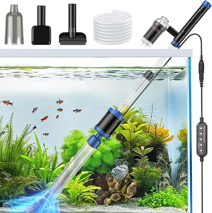 Electric Aquarium Vacuum Gravel Cleaner: 36W Fish Tank Cleaner Vacuum with Strong Suction for Water Change Wash Sand Algae Cleaner Water Shower and Water Circulation, Timed Off | Multifunctional Cleaning Tools, Water Change, Sand Washing, Water Filtrat...