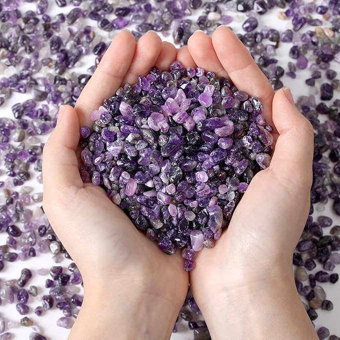 Natural Amethyst Crystal Quartz Rocks Chips Vase Filler Rocks for Succulent Plant Small Fish Tank Aquarium Gravel Decorative Pebbles Stones(200 gram)