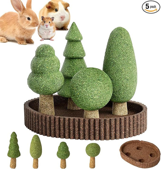 mini&moe Hamster Chew Toys for Teeth – 5PCS Guinea Pig Chew Toys Detachable Natural Edible Chinchilla Treats Improve Dental Health Hamster Enrichment Toys for Rabbit, Bunny, Gerbils